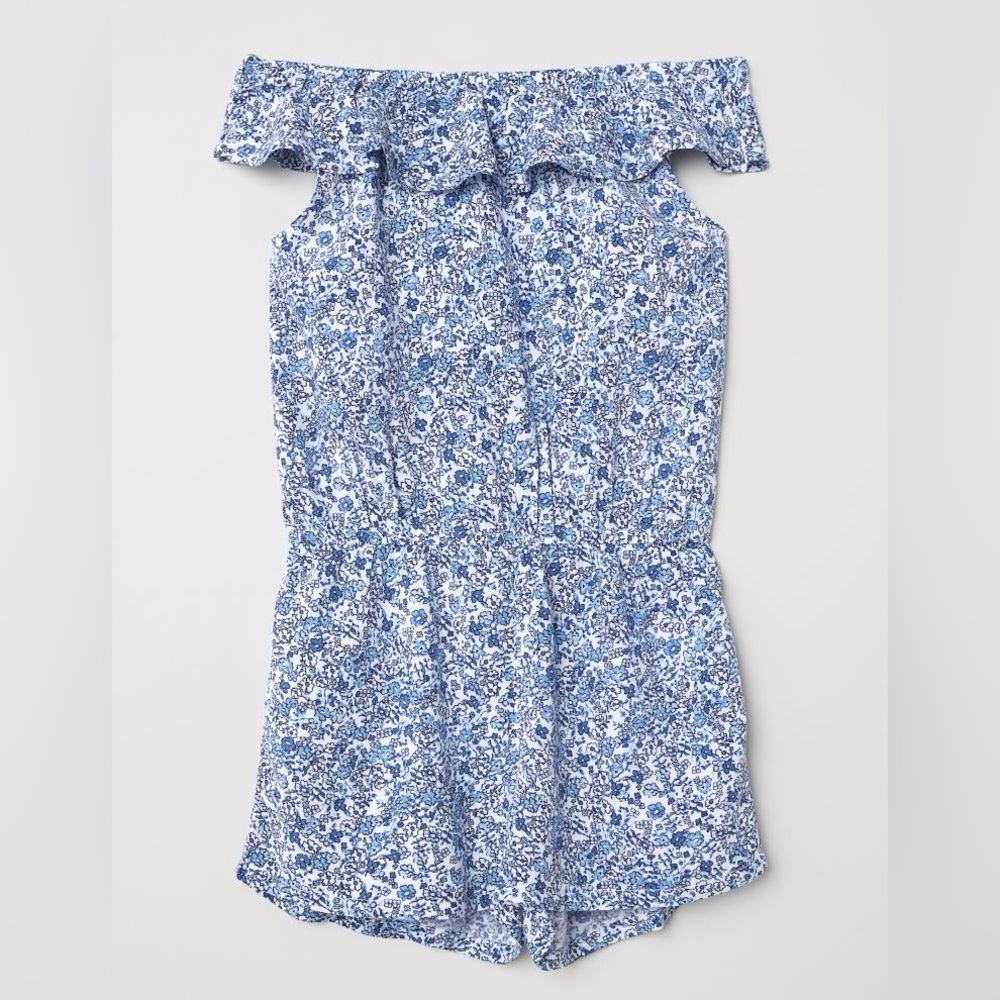 H&M Blue White Patterned Jumpsuit Romper Size 3-4 years US